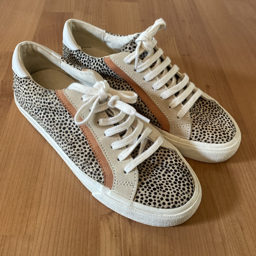 Madewell Size 7 Calf Hair Leather Sneakers Spotted Cheetah Animal Print MB693